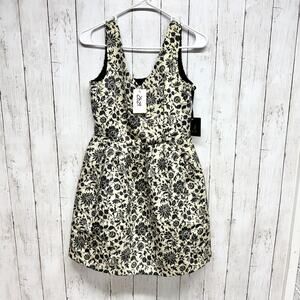 BB Dakota Cream and Black Floral Mini Dress